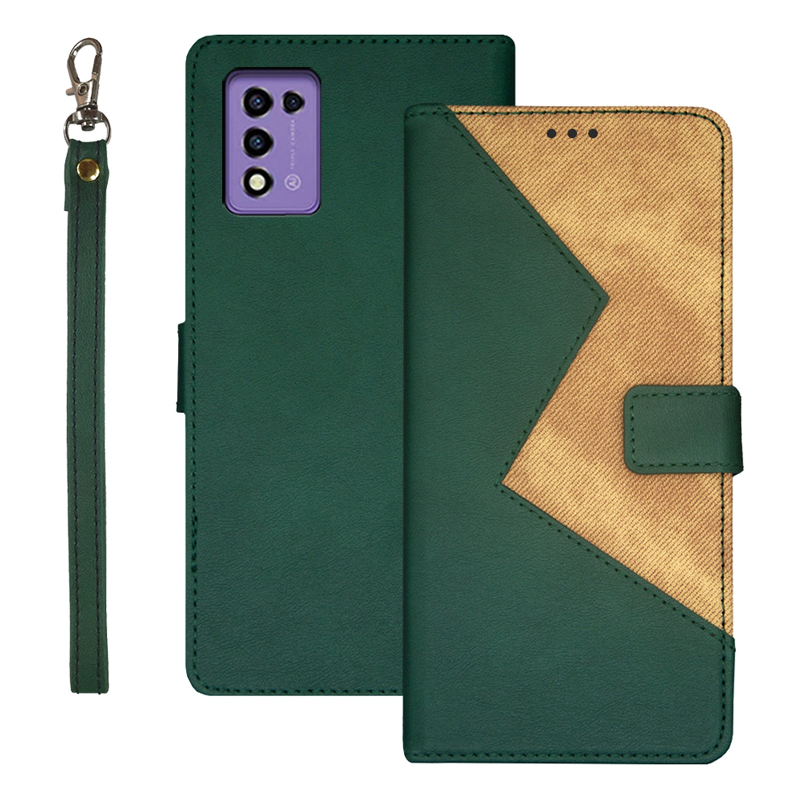 IDEWEI For ZTE Libero 5G III Card Holder Phone Case Color Splicing Leather Stand Phone Case with Wrist Strap IDEWEI For ZTE Libero 5G III Card Holder Phone Case Color Splicing Leather Stand Phone Case with Wrist Strap